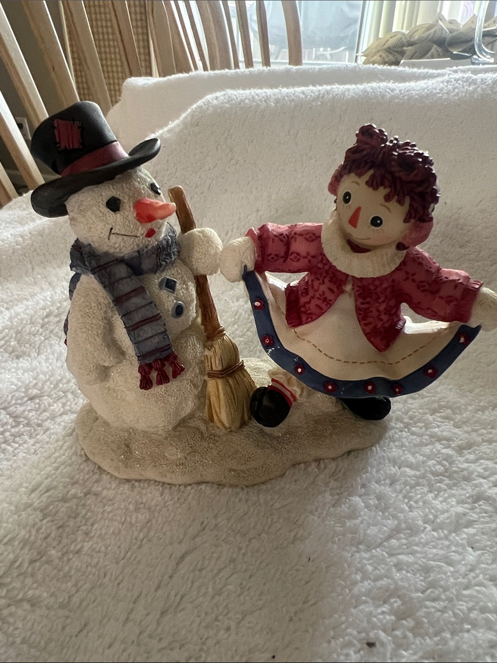 Enesco Snowman and Raggedy Ann Figurine ,Vintage